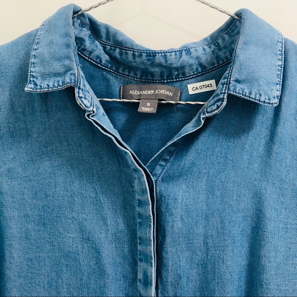 Denim-like Button Down with Back Button Detailing - Picture 3 of 5